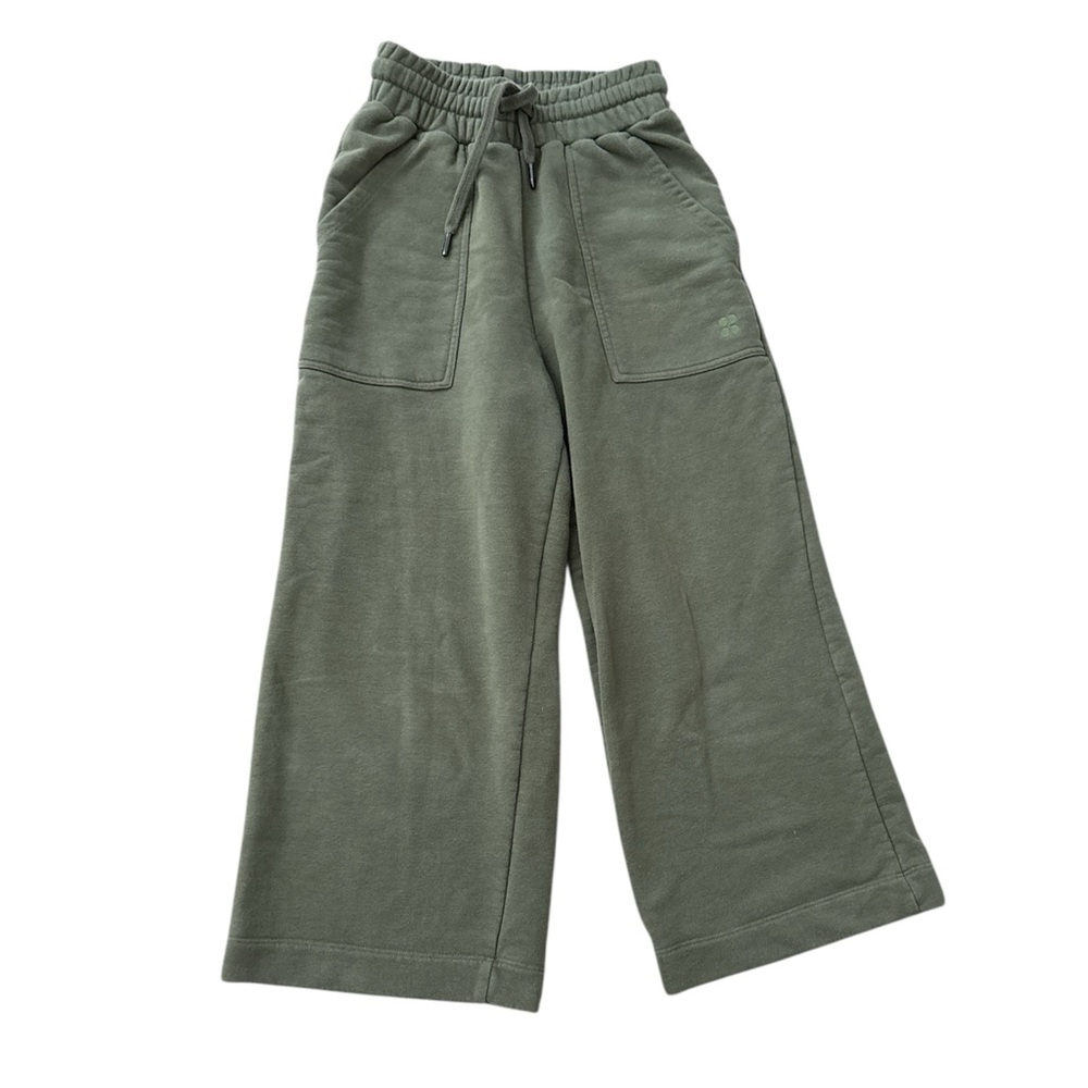 Womens Olive Green Wide-Leg Pants